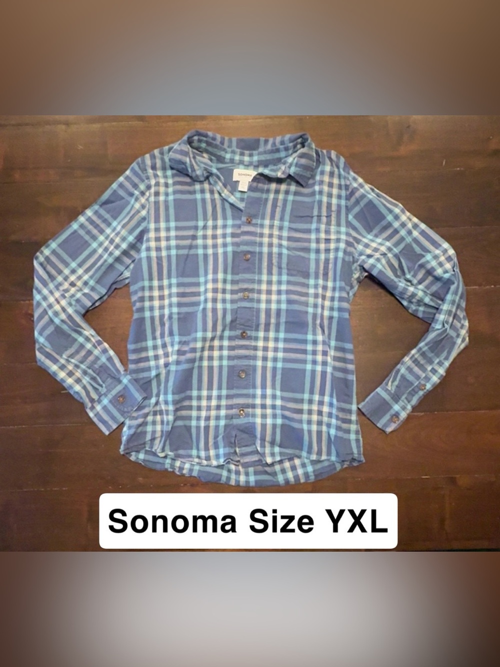 Sonoma Blue Plaid Button-Down Shirt